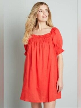 ☀️SUMMER SALE!! NWT Modcloth Red Orange Lightweight Cotton Baby doll Dress